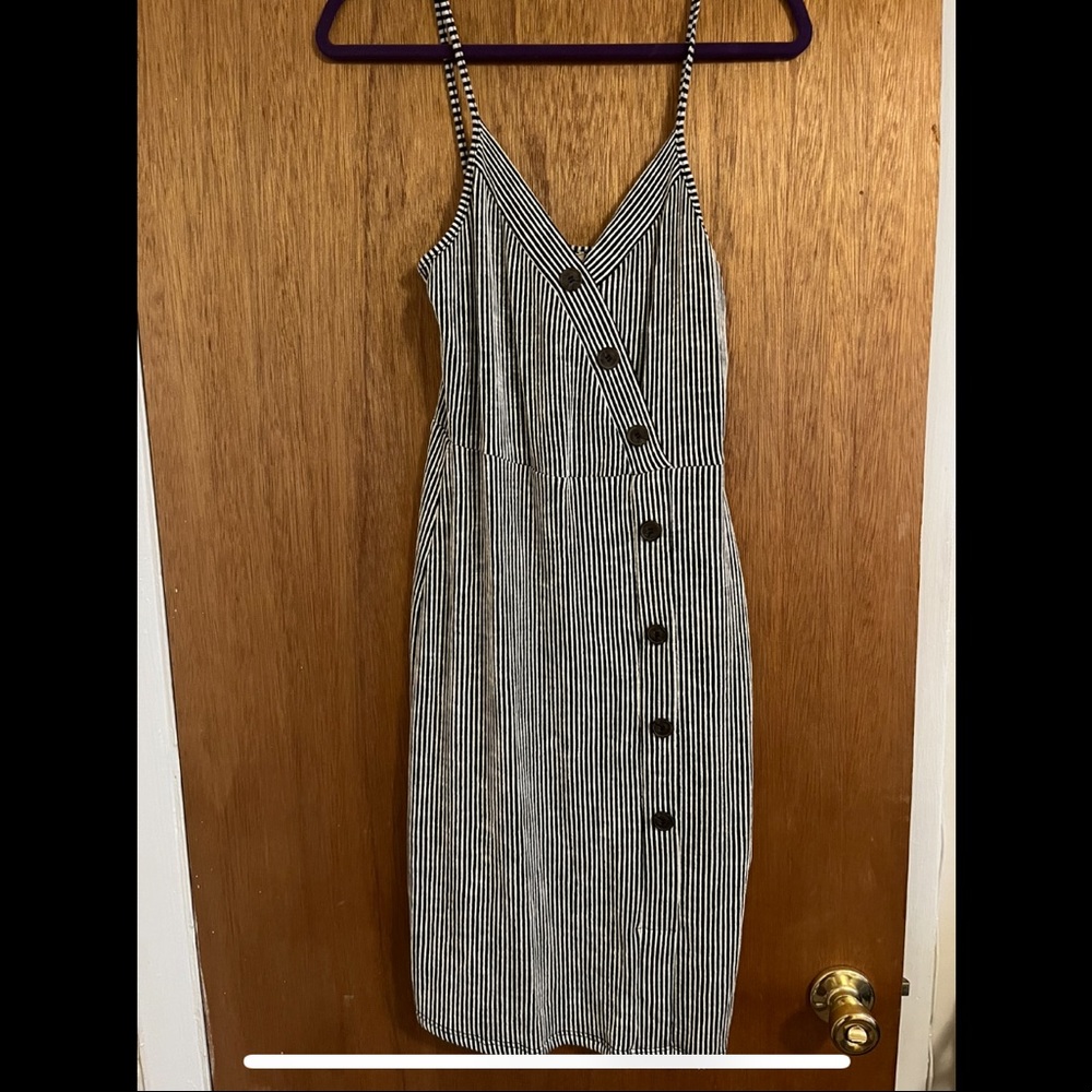 MIDI black and white stripped dress